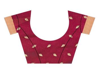 Magenta Woven Cotton Silk Saree With Blouse 4