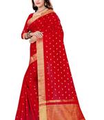 Red Woven Cotton Silk Saree With Blouse