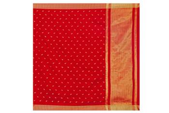 Red Woven Cotton Silk Saree With Blouse 4