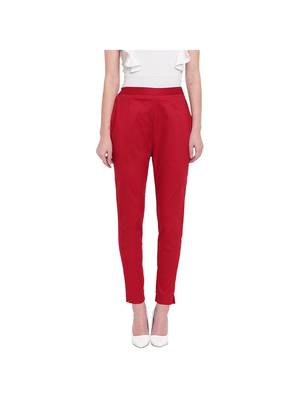 women slim fit maroon pencil trouser pant 1