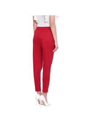 women slim fit maroon pencil trouser pant 4