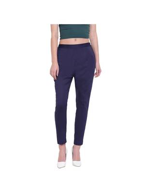 women slim fit navy blue pencil trouser pant 1