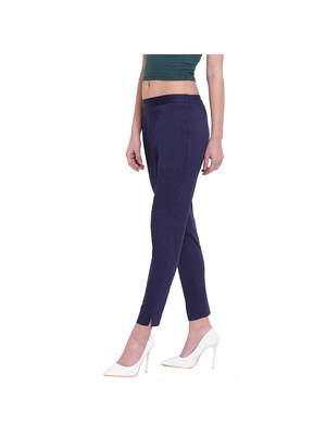 women slim fit navy blue pencil trouser pant 2
