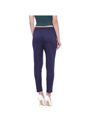 women slim fit navy blue pencil trouser pant 4