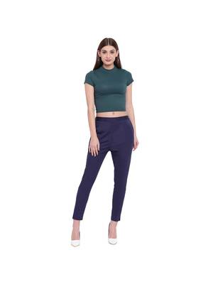 women slim fit navy blue pencil trouser pant 5