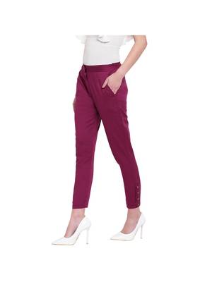 women slim fit wild berry crop blossom capri trouser pant 2