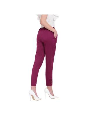 women slim fit wild berry crop blossom capri trouser pant 4