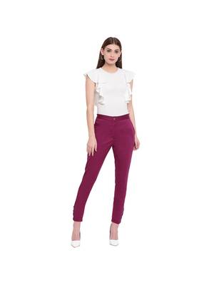 women slim fit wild berry crop blossom capri trouser pant 5