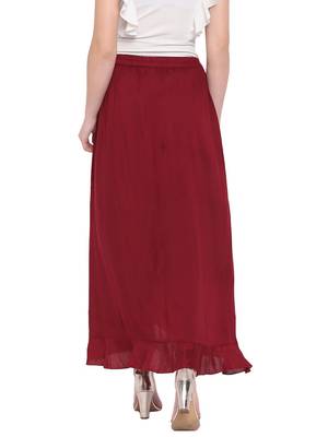 Maroon Women's Ruffle Palazo Trouser 4