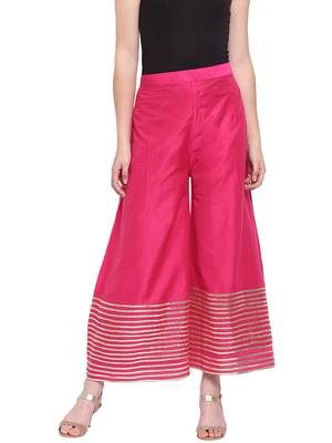 Magenta Women's Kalidar Silk Palazzo Trouser 1