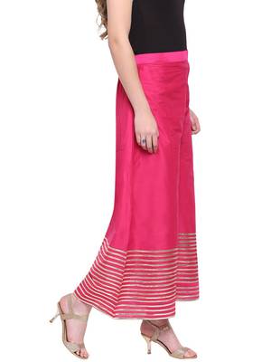 Magenta Women's Kalidar Silk Palazzo Trouser 2