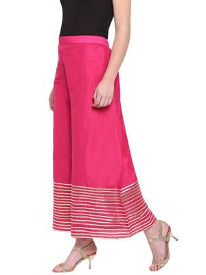 Magenta Women's Kalidar Silk Palazzo Trouser 3