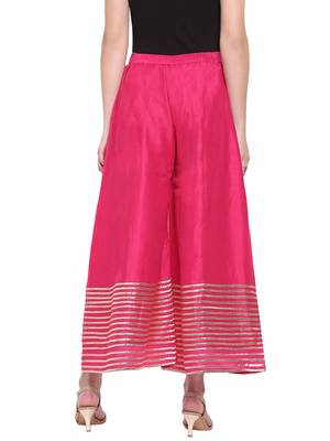 Magenta Women's Kalidar Silk Palazzo Trouser 4