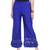 Blue Women's Silk Stripe Tassles Flare Palazzo Trouser