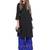 Blue Women's Silk Stripe Tassles Flare Palazzo Trouser