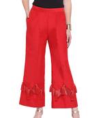 Red Women's Zig Zag Silk Stripe Palazzo Trouser