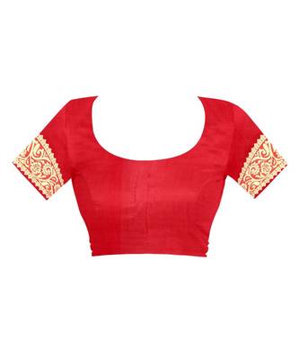 Red Woven Banarasi Saree With Blouse 4