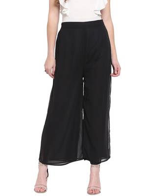 Black Women's Layered Palazzo Trouser 1