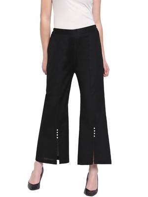 Black Women's Linen Pearl Palazzo Trouser 1