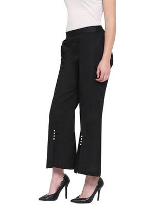 Black Women's Linen Pearl Palazzo Trouser 3