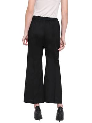 Black Women's Linen Pearl Palazzo Trouser 4