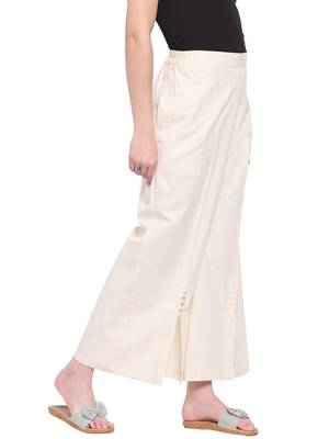 Off White Women's Linen Pearl Palazzo Trouser 2