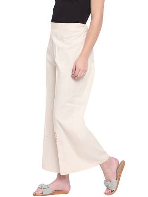 Off White Women's Linen Pearl Palazzo Trouser 3