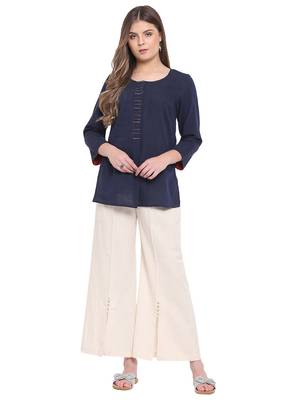 Off White Women's Linen Pearl Palazzo Trouser 5