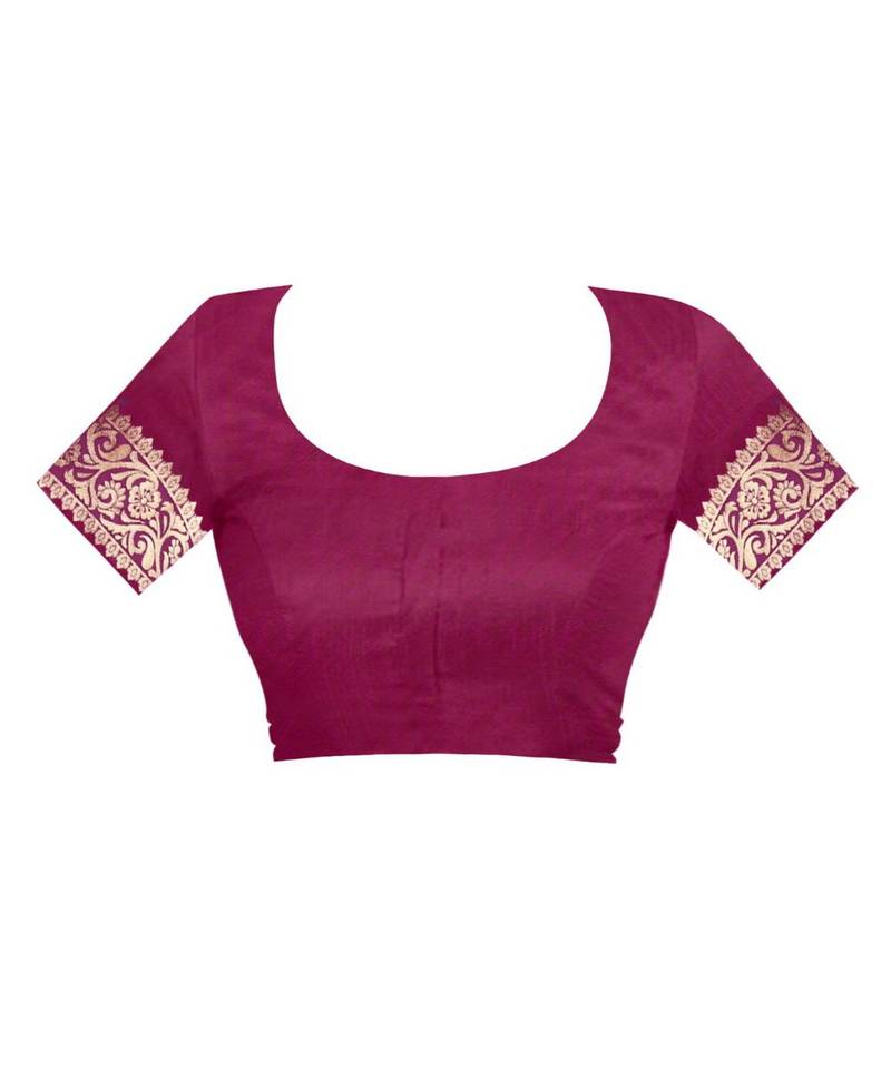 Purple Woven Banarasi Saree With Blouse