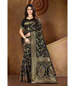 Black Woven Art Silk Saree With Blouse