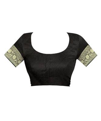 Black Woven Art Silk Saree With Blouse 5