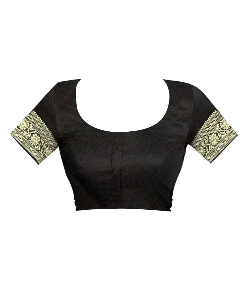 Black Woven Art Silk Saree With Blouse