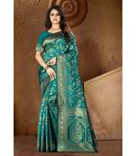 Green Woven Art Silk Saree With Blouse