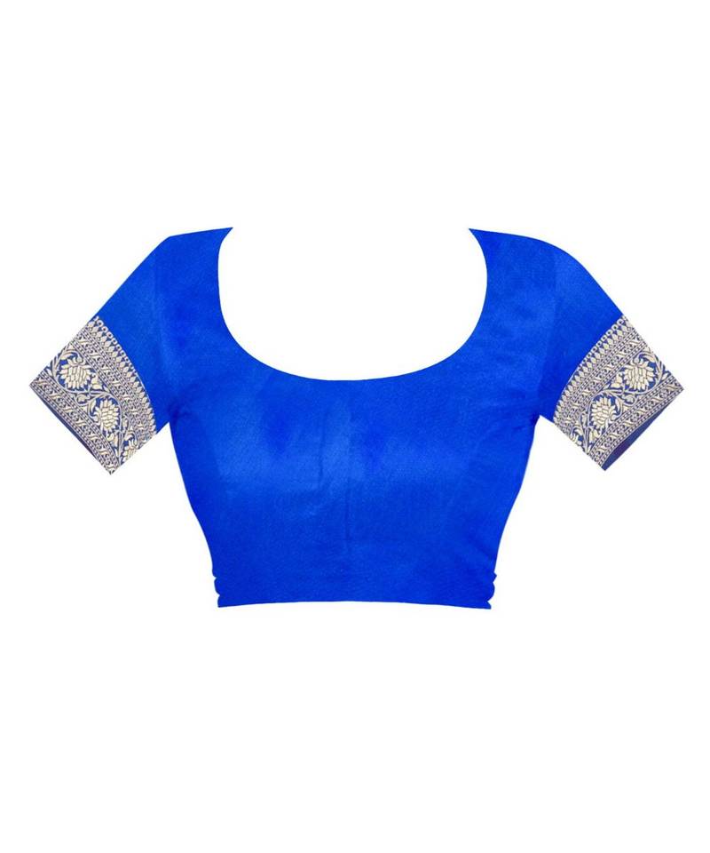 Blue Woven Art Silk Saree With Blouse