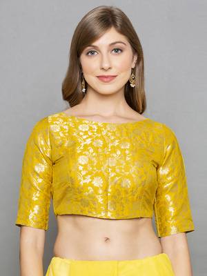 Yellow Brocade readymade blouse 2
