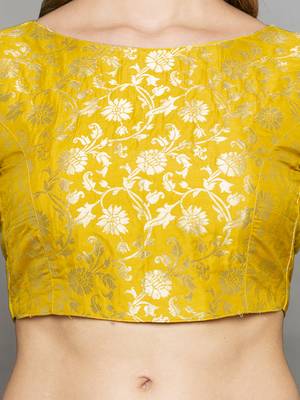 Yellow Brocade readymade blouse 5