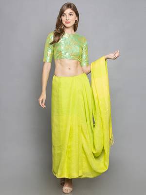 Green Brocade readymade blouse 1