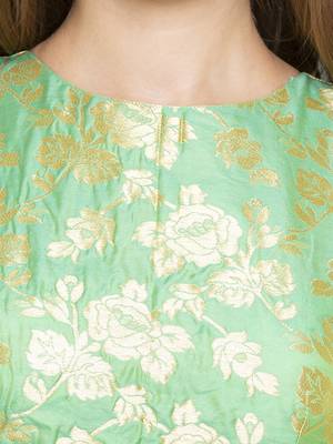 Green Brocade readymade blouse 5