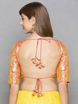 Pink Brocade readymade blouse 3