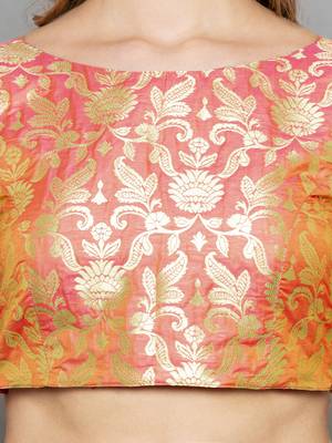 Pink Brocade readymade blouse 5