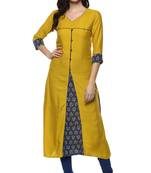 Yellow printed rayon ethnic-kurtis