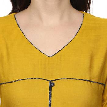 Yellow printed rayon ethnic-kurtis 5