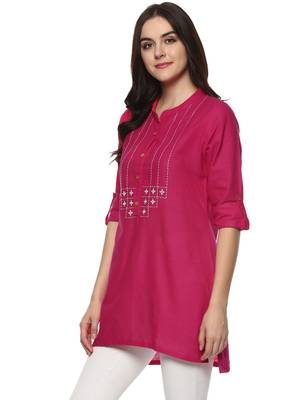 Pink embroidered cotton ethnic-kurtis 2