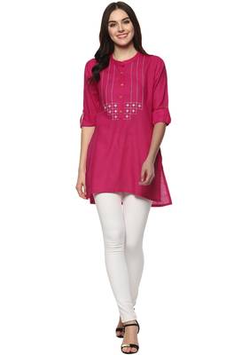 Pink embroidered cotton ethnic-kurtis 5
