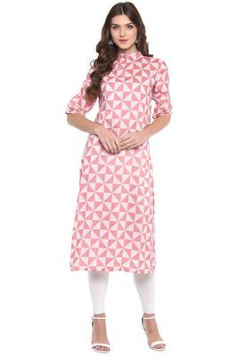 Pink printed rayon ethnic-kurtis 1