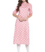 Pink printed rayon ethnic-kurtis