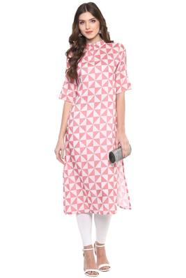 Pink printed rayon ethnic-kurtis 2