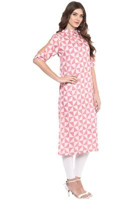 Pink printed rayon ethnic-kurtis 3