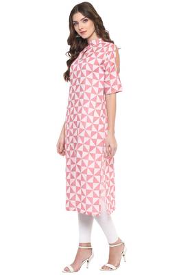 Pink printed rayon ethnic-kurtis 4