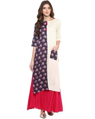 Purple printed rayon ethnic-kurtis 1
